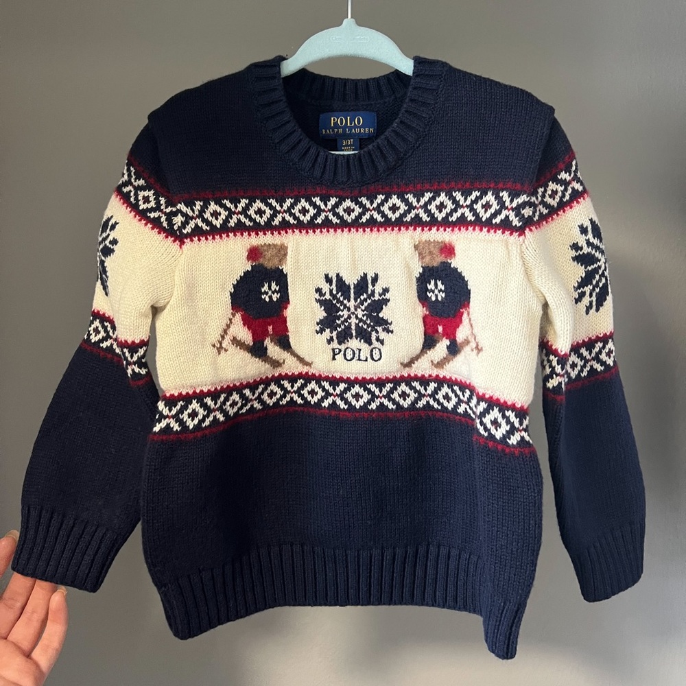 Polo Ralph Lauren Toddler Sweater Special Edition, Designer Ski Bears Wool Blend